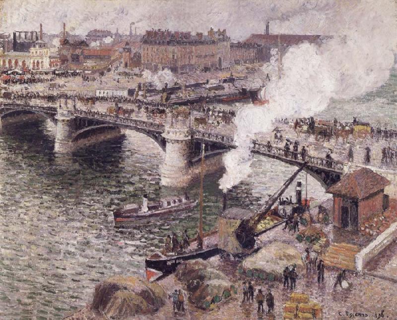 Camille Pissarro Pont Boieldieu in Rouen,damp weather oil painting picture